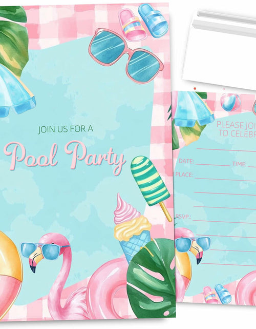 Load image into Gallery viewer, VAVINCI Pool Party Birthday Invitations for Girls 30 Sets with Envelopes
