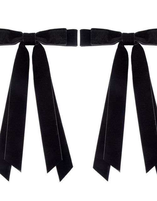 Load image into Gallery viewer, Aileam 2PCS Black Velvet Hair Bows Ribbon Clips Metal Ponytail Holder
