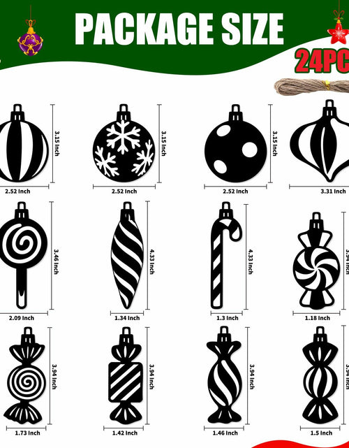 Load image into Gallery viewer, Arosche Christmas Candyland Tree Decorations 24Pcs Wooden Black Ornaments
