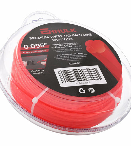 Enhulk 0.095'' Red Weed Eater Trimmer Line 200ft High Tensile Strength