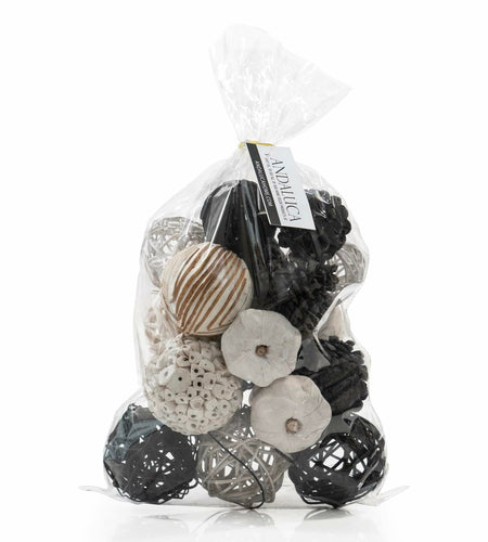 ANDALUCA Natural Tones Vase & Bowl Mini Pumpkins Pinecone Balls Black White