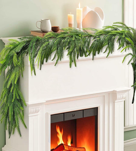 Belle Fleur 2 Pcs Real Touch Norfolk Pine Garland 6FT Green Artificial