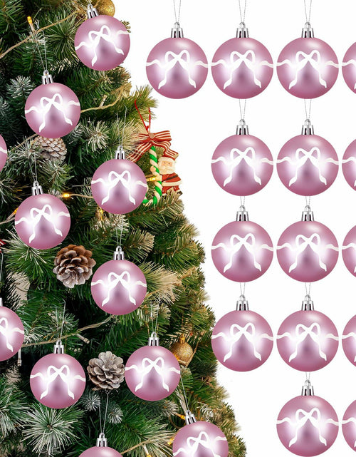 Load image into Gallery viewer, Sosation 24 Pink White Bow Ball Ornaments 1.97 Inch Christmas Tree Decor
