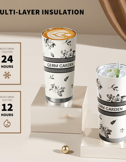 Load image into Gallery viewer, GERM 20oz Stainless Steel Tumbler Travel Mug Double Wall Leak Proof White
