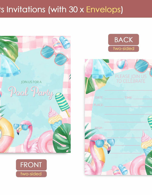 Load image into Gallery viewer, VAVINCI Pool Party Birthday Invitations for Girls 30 Sets with Envelopes
