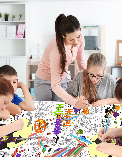 Load image into Gallery viewer, AKEROCK Halloween Coloring Tablecloth Decorations 118x54 Inches Paper
