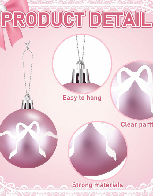 Load image into Gallery viewer, Sosation 24 Pink White Bow Ball Ornaments 1.97 Inch Christmas Tree Decor
