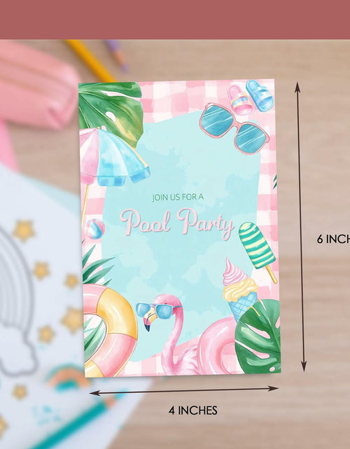 Load image into Gallery viewer, VAVINCI Pool Party Birthday Invitations for Girls 30 Sets with Envelopes
