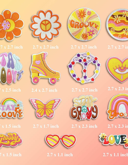 Load image into Gallery viewer, Dakartoon Groovy Patches Embroidery Applique DIY Heat Press 15 Pcs
