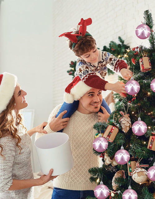 Load image into Gallery viewer, Sosation 24 Pink White Bow Ball Ornaments 1.97 Inch Christmas Tree Decor
