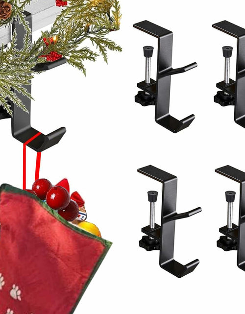 Load image into Gallery viewer, XTSJGZ 4 Pack Christmas Stocking &amp; Garland Hangers Adjustable Black
