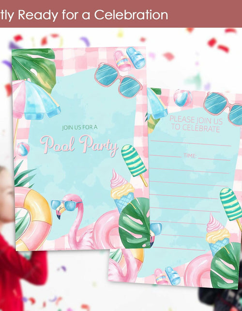 Load image into Gallery viewer, VAVINCI Pool Party Birthday Invitations for Girls 30 Sets with Envelopes
