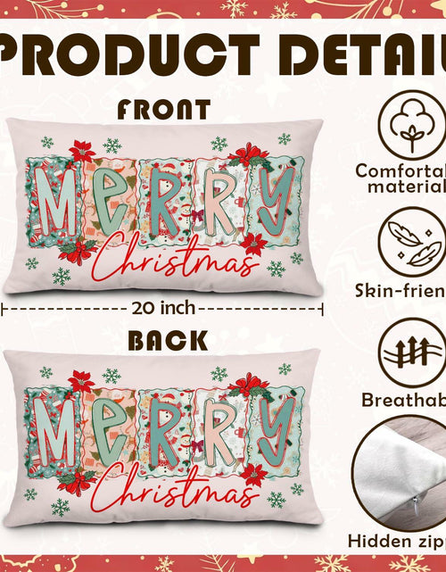 Load image into Gallery viewer, MOLYUB Pink Merry Christmas Floral Pillow Cover 12x20 Inches Polyester

