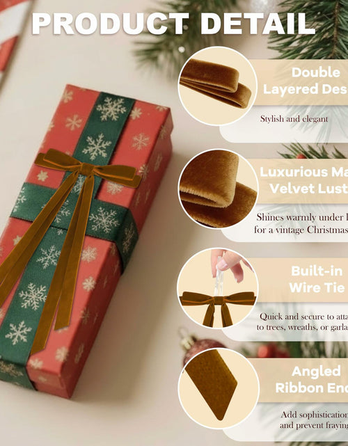 Load image into Gallery viewer, CUPLOOV 24 Pcs Brown Velvet Ribbon Bows 5x7 Inch Christmas Tree Decor
