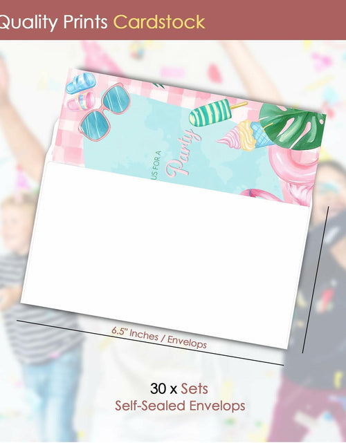 Load image into Gallery viewer, VAVINCI Pool Party Birthday Invitations for Girls 30 Sets with Envelopes
