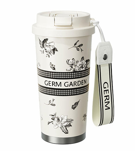 GERM 20oz Stainless Steel Tumbler Travel Mug Double Wall Leak Proof White