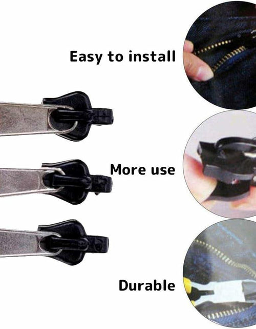 Load image into Gallery viewer, WsjiaboFux 6Pcs Black Zip Puller Zipper Repair Kit Replacement Fasteners
