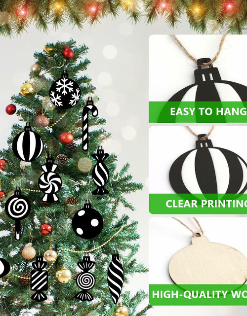 Load image into Gallery viewer, Arosche Christmas Candyland Tree Decorations 24Pcs Wooden Black Ornaments
