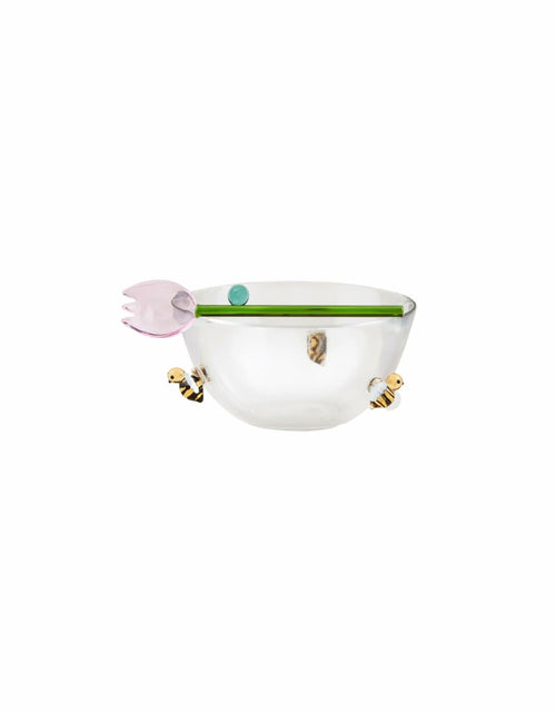 Load image into Gallery viewer, Mud Pie Glass Inlay Tidbit 2.5x4.5" &amp; Spoon 5.5", Clear
