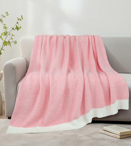 MACEVIA Valentines Day Knit Throw Blanket Heather Pink 50x60