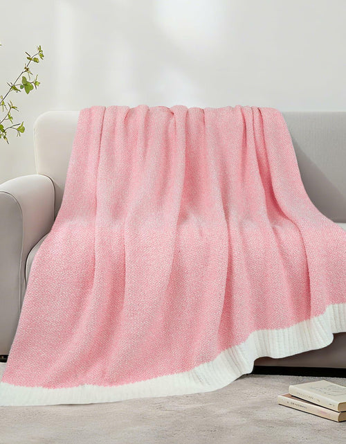 Load image into Gallery viewer, MACEVIA Valentines Day Knit Throw Blanket Heather Pink 50x60
