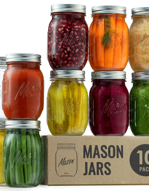 Load image into Gallery viewer, Paksh Novelty Mason Jars 16oz Regular Mouth Glass Canning 5 Pack Clear Silver
