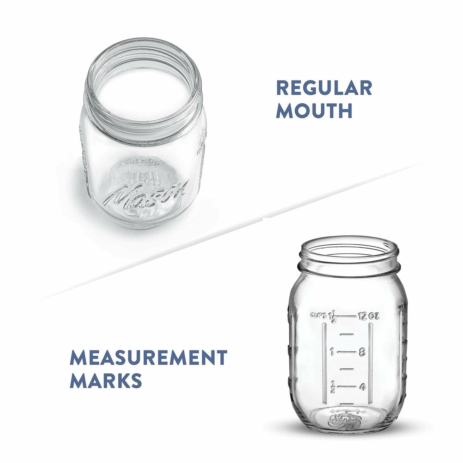 Paksh Novelty Mason Jars 16oz Regular Mouth Glass Canning 5 Pack Clear Silver