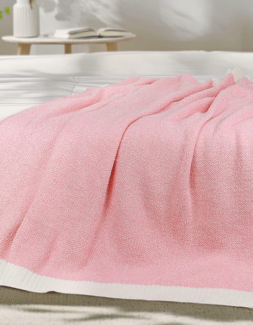 Load image into Gallery viewer, MACEVIA Valentines Day Knit Throw Blanket Heather Pink 50x60
