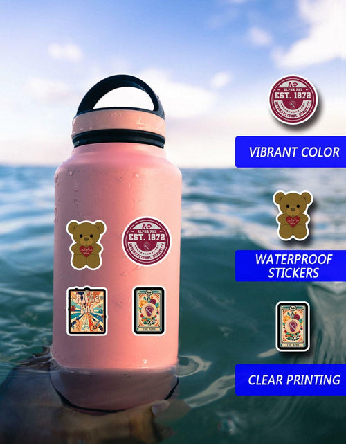 Load image into Gallery viewer, JRAOCCY 62Pcs Alpha PHI Cartoon Vinyl Waterproof Stickers Pack Gold
