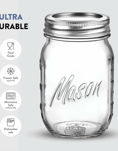 Load image into Gallery viewer, Paksh Novelty Mason Jars 16oz Regular Mouth Glass Canning 5 Pack Clear Silver
