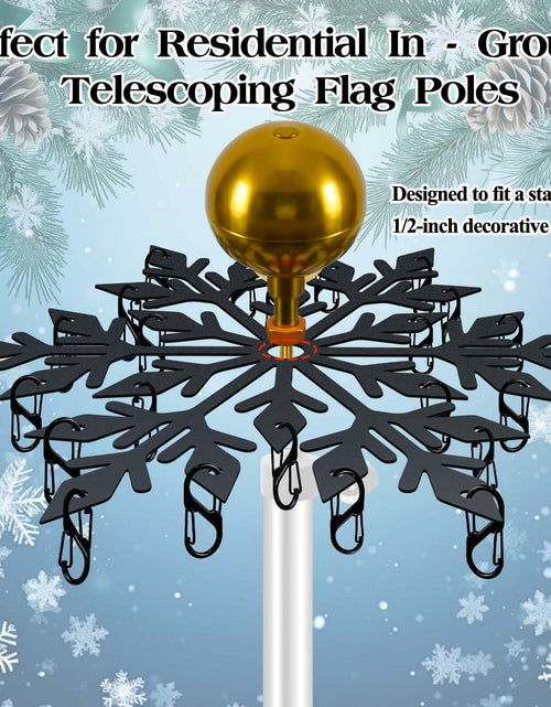 Load image into Gallery viewer, Voccos Christmas Tree Flag Pole Mega Topper Light Hooks Metal Snowflake 24 Hooks
