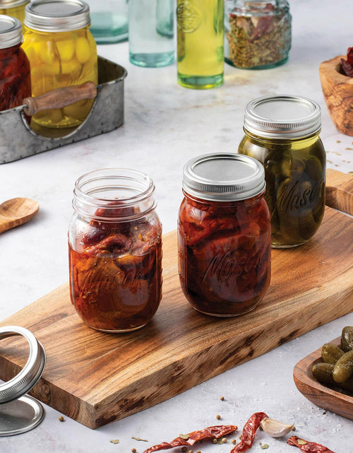 Load image into Gallery viewer, Paksh Novelty Mason Jars 16oz Regular Mouth Glass Canning 5 Pack Clear Silver
