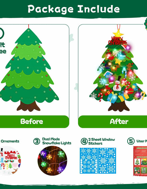 Load image into Gallery viewer, EMPOF Felt Christmas Tree 3.3ft DIY Set w/Lights &amp; 32 Ornaments Colorful
