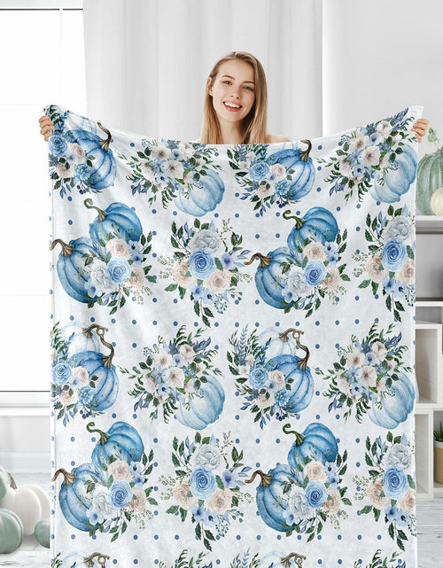 Load image into Gallery viewer, JarThenaAMCS Fall Fuzzy Chinoiserie Pumpkin Throw Blanket 50x60 Inch
