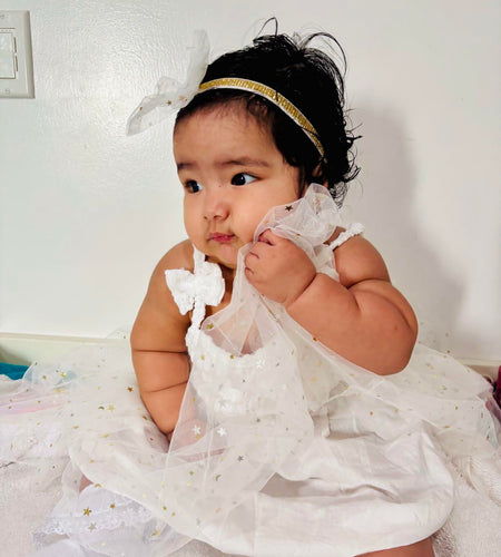 Renotemy Girl Flower Dress White Sleeveless Tutu Sundress Size 3-4T
