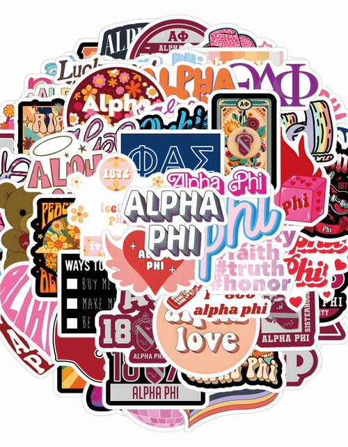 Load image into Gallery viewer, JRAOCCY 62Pcs Alpha PHI Cartoon Vinyl Waterproof Stickers Pack Gold
