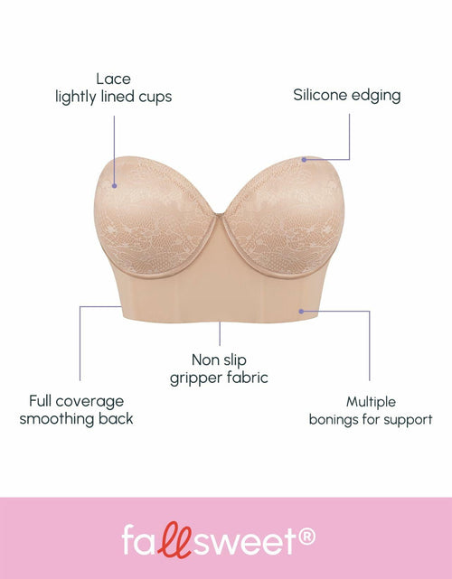 Load image into Gallery viewer, FallSweet Lace Strapless Underwire Bustier Bra Floral White Size 42D
