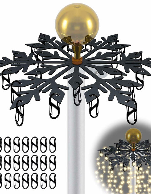 Load image into Gallery viewer, Voccos Christmas Tree Flag Pole Mega Topper Light Hooks Metal Snowflake 24 Hooks
