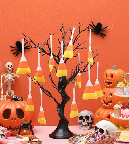 Remagr 12 Pcs Candy Corn Felt Hanging Ornaments White Orange Yellow