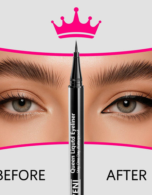 Load image into Gallery viewer, QueenDairy Waterproof Liquid Eyeliner Fine Brush Tip Jet Black 1 Fl Oz 01#
