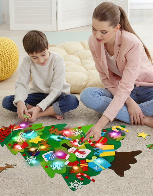 Load image into Gallery viewer, EMPOF Felt Christmas Tree 3.3ft DIY Set w/Lights &amp; 32 Ornaments Colorful
