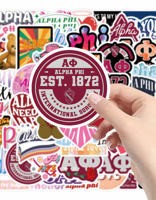 Load image into Gallery viewer, JRAOCCY 62Pcs Alpha PHI Cartoon Vinyl Waterproof Stickers Pack Gold
