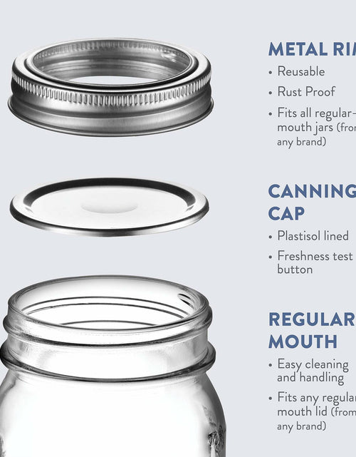 Load image into Gallery viewer, Paksh Novelty Mason Jars 16oz Regular Mouth Glass Canning 5 Pack Clear Silver
