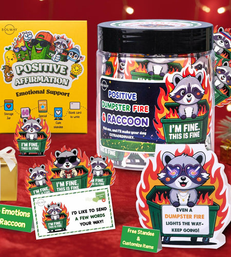 SOLMAY Funny Raccoon Dumpster Fire Affirmation Jar, 60 Sarcastic Notes