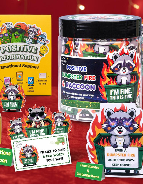Load image into Gallery viewer, SOLMAY Funny Raccoon Dumpster Fire Affirmation Jar, 60 Sarcastic Notes
