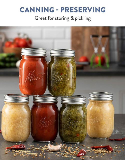 Load image into Gallery viewer, Paksh Novelty Mason Jars 16oz Regular Mouth Glass Canning 5 Pack Clear Silver
