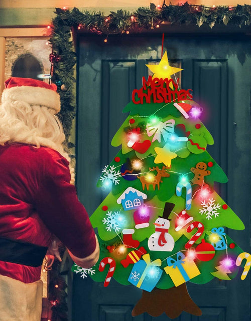 Load image into Gallery viewer, EMPOF Felt Christmas Tree 3.3ft DIY Set w/Lights &amp; 32 Ornaments Colorful
