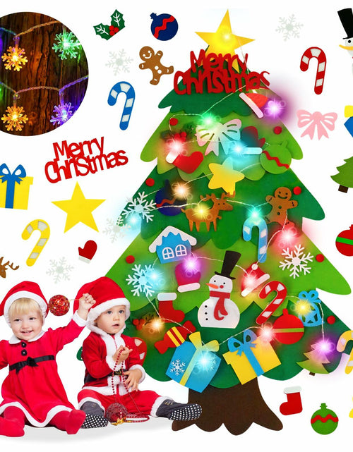 Load image into Gallery viewer, EMPOF Felt Christmas Tree 3.3ft DIY Set w/Lights &amp; 32 Ornaments Colorful
