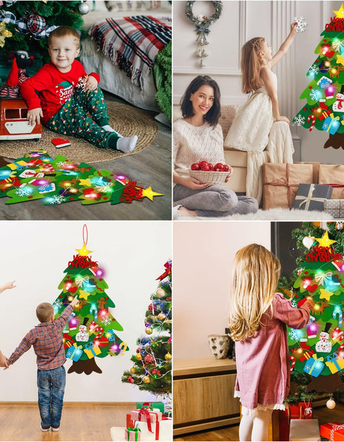 Load image into Gallery viewer, EMPOF Felt Christmas Tree 3.3ft DIY Set w/Lights &amp; 32 Ornaments Colorful
