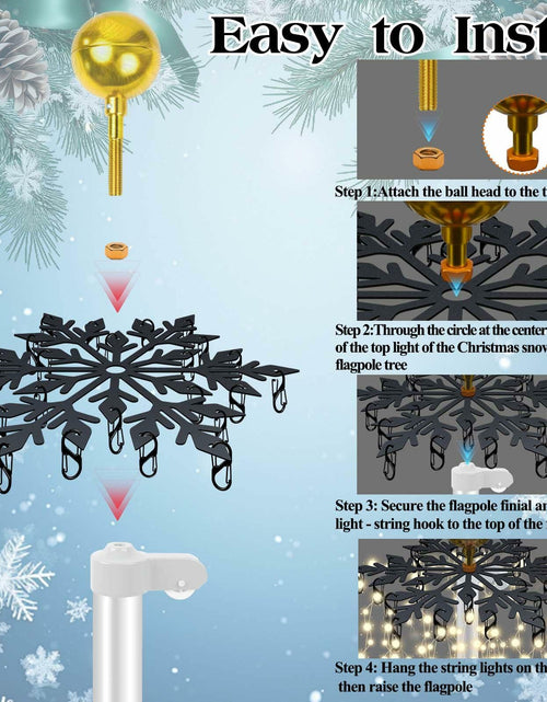 Load image into Gallery viewer, Voccos Christmas Tree Flag Pole Mega Topper Light Hooks Metal Snowflake 24 Hooks
